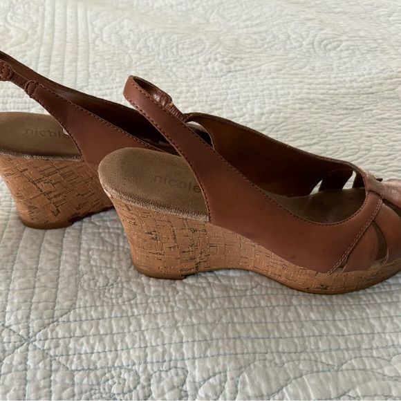 Retro Nicole leather wedge shoes Sz. 7 - Picture 3 of 7